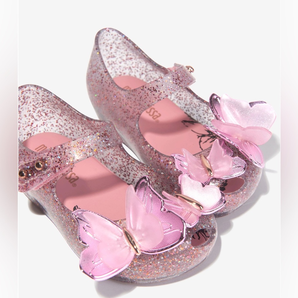 Mini Melissa Sparkle Pink Butterfly Ballerina Toddler Size 10 Shoes